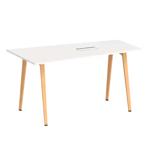 Table haute trapèze B Free - 200 x 80-110 cm - piétement bois - avec trappe affleurante et goulotte