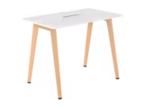 Table haute B Free - 140 x 80 cm - piétement bois - avec trappe articulée et goulotte