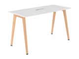 Table haute B Free - 180 x 80 cm - piétement bois - avec trappe articulée et goulotte