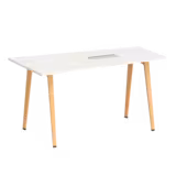 Table haute trapèze B Free - 200 x 80-110 cm - piétement bois - avec trappe articulée et goulotte