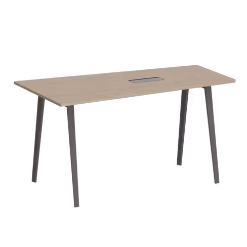 Table haute trapèze B Free - 200 x 80-110 cm - piétement métallique - avec trappe affleurante et goulotte