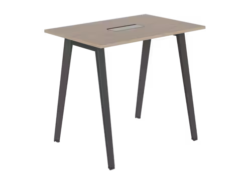 Table haute B Free - 120 x 80 cm - piétement métallique - avec trappe articulée et goulotte