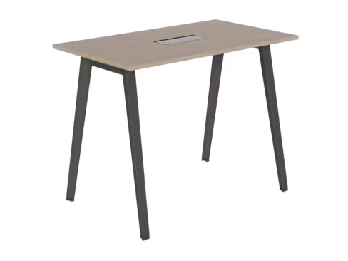 Table haute B Free - 140 x 80 cm - piétement métallique - avec trappe articulée et goulotte