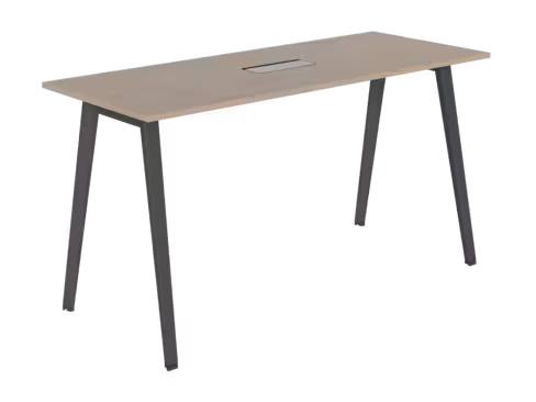 Table haute B Free - 200 x 80 cm - piétement métallique - avec trappe articulée et goulotte