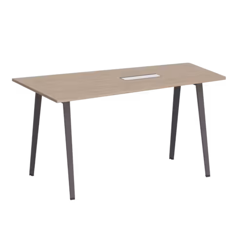 Table haute trapèze B Free - 200 x 80-110 cm - piétement métallique - avec trappe articulée et goulotte