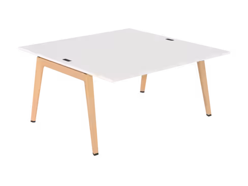 Table face à face B Free - 160 x 160 cm - mélaminé - piétement bois