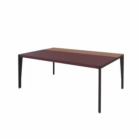 Bureau droit placage bois X-Time Wood - l. 181 x p. 101 cm - sous-main cuir intégré