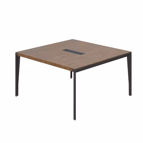 Table de réunion 4 places X-Time Wood - l. 141 x pr. 141 cm - piétement métal - plateau placage bois