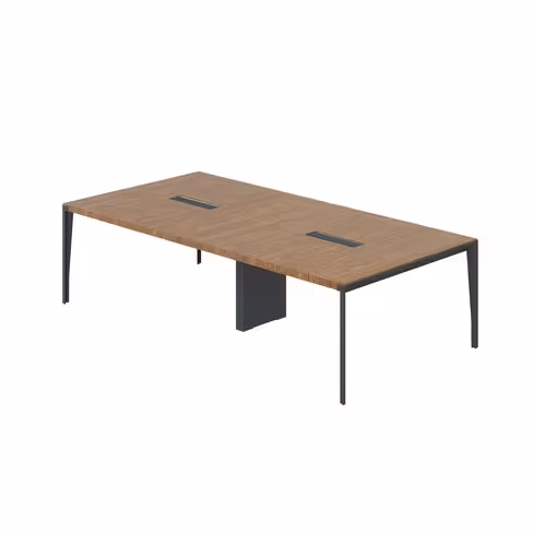 Table de réunion 8/10 places X-Time Wood - l. 281 x pr. 141 cm - piétement métal - plateau placage bois