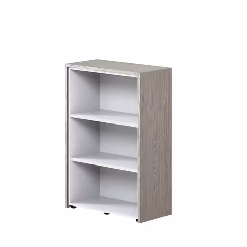 Bibliothèque placage bois X-Time Wood - h. 134 x l. 92 cm - 2 tablettes - ouverte
