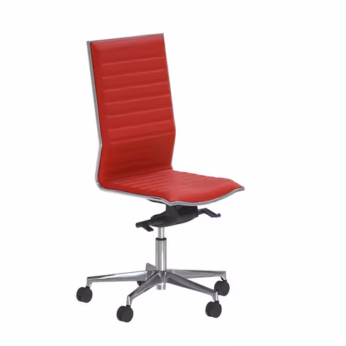 Chaise de bureau Lira - cuir - piétement aluminium poli