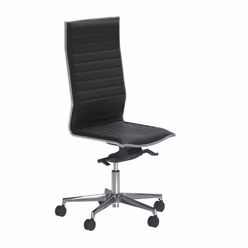 Chaise de bureau Lira - cuir - piétement aluminium poli - haut dossier