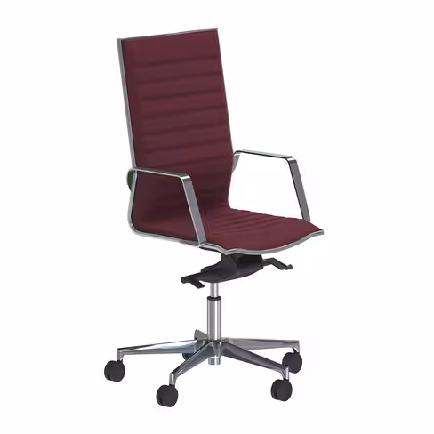 Fauteuil de bureau Lira - tissu - accoudoirs fixes chromés - piétement aluminium poli