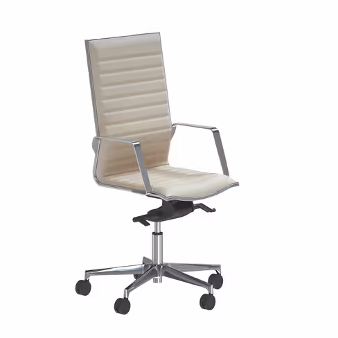 Fauteuil de bureau Lira - cuir - accoudoirs fixes chromés - piétement aluminium poli