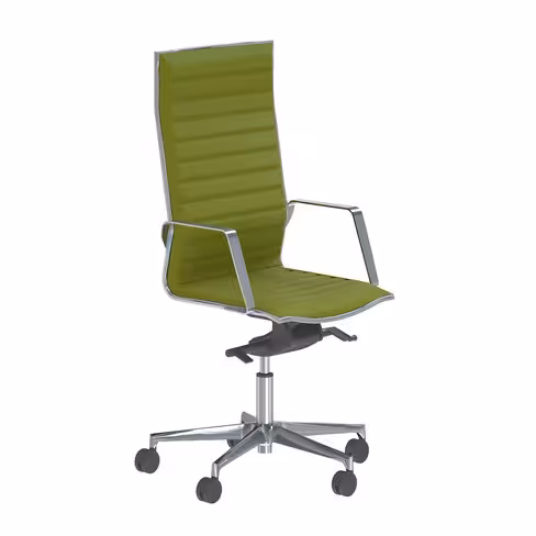 Fauteuil de bureau Lira - tissu - accoudoirs fixes chromés - piétement aluminium poli - haut dossier