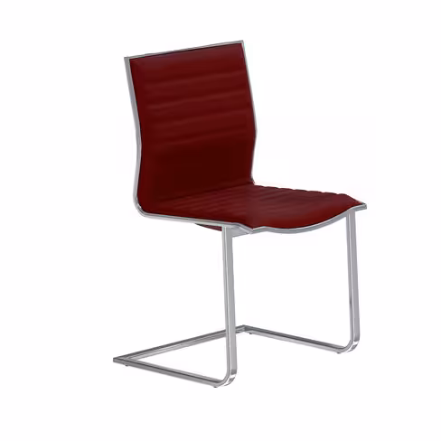 Chaise visiteur luge Lira - cuir - piétement chromé