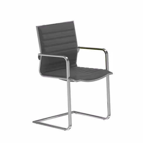 Fauteuil visiteur luge Lira - tissu - accoudoirs fixes et piétement chromé