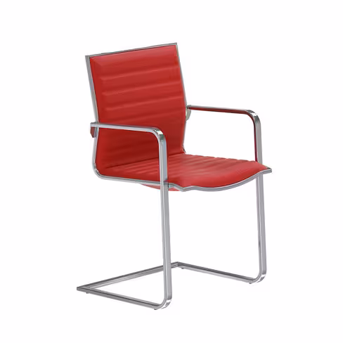 Fauteuil visiteur luge Lira - cuir - accoudoirs fixes et piétement chromé