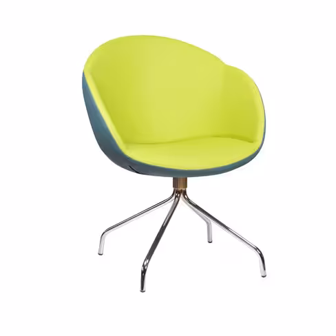 Fauteuil sur piétement araignée Evy - textile enduit lisse - bicolore