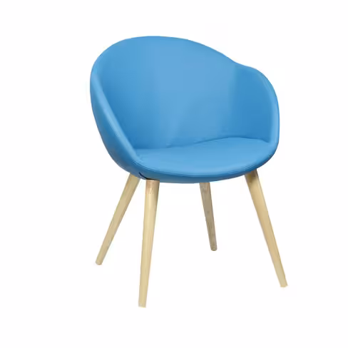 Fauteuil 4 pieds bois Evy - textile enduit lisse - unicolore