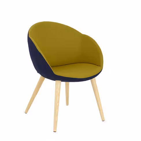 Fauteuil 4 pieds bois Evy - tissu - bicolore