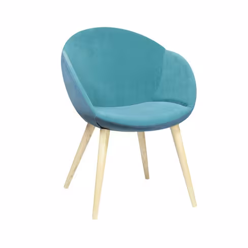 Fauteuil 4 pieds bois Evy - microfibre - bicolore