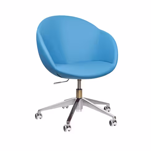 Fauteuil à roulettes Evy - textile enduit lisse - unicolore réglable en hauteur - piétement 5 branches