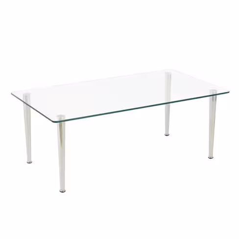 Table basse rectangulaire Evy - 90 x 50 cm - plateau verre - piétement métal