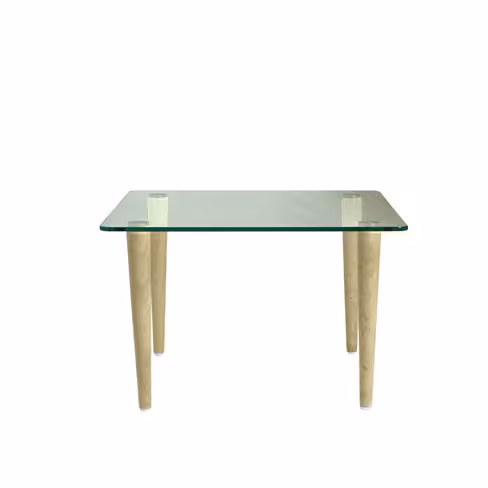 Table basse carrée Evy - 50 x 50 cm - plateau verre - piétement bois