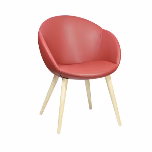 Fauteuil 4 pieds bois Evy - textile enduit grainé - unicolore