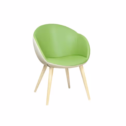 Fauteuil 4 pieds bois Evy - textile enduit grainé - bicolore