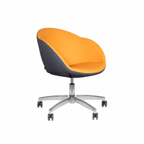 Fauteuil à roulettes Evy - textile enduit texturé bicolore réglable en hauteur - piétement 5 branches