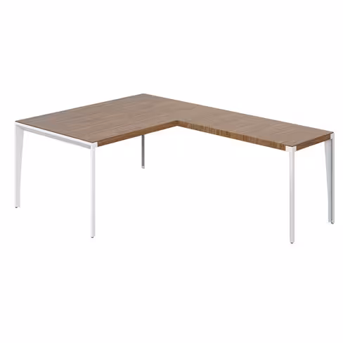 Bureau droit placage bois X-Time Wood - l. 161 x pr. 101 cm + retour