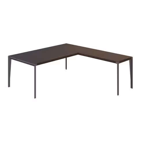 Bureau droit placage bois X-Time Wood - l. 201 x pr. 101 cm + retour