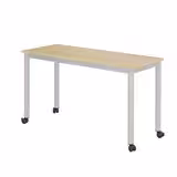 Table mobile Carélie 130 x 50 cm - stratifié - 4 roulettes avec freins - taille 6 - lot de 2