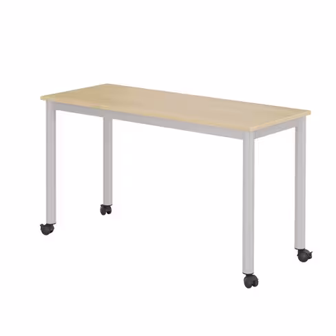 Table mobile Carélie 130 x 50 cm - stratifié - 4 roulettes avec freins - taille 6 - lot de 2
