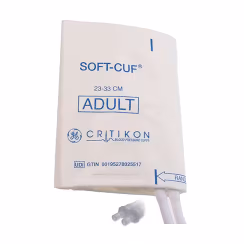 Brassard GE SOFT-CUF adulte 2 tubes Dinaclick (v2) - taille 23-33 cm - blanc/bleu marine pat. unique - 1 boîte 20 unités