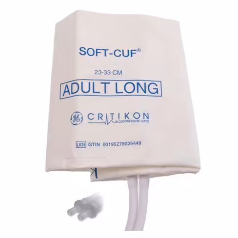 Brassard GE SOFT-CUF adulte long 2 tubes Dinaclick (v2) - 23-33 cm - blanc/bleu marine pat unique - 1 bte de 20 unités