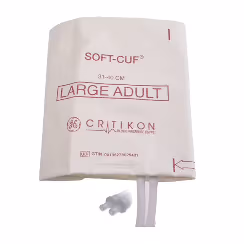 Brassard GE SOFT-CUF adulte large 2 tubes Dinaclick (v2) - taille 31-40 cm - blanc/rose pat unique - 1 bte de 20 unités