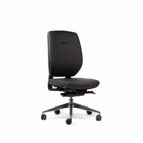 Chaise de bureau Artech - cuir - piétement aluminium poli