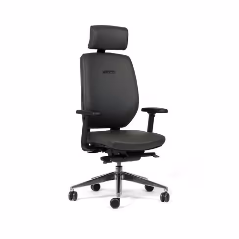 Fauteuil de bureau Artech - cuir - piétement aluminium poli - avec appui-tête