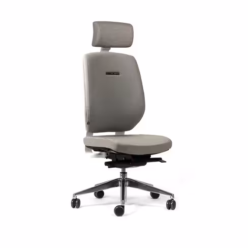 Chaise de bureau Artech - tissu - piétement aluminium poli - avec appui-tête