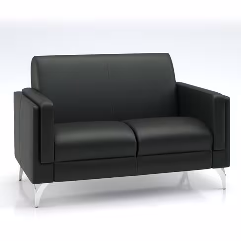 Canapé 2 places Karnak - cuir piétement chrome