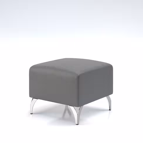 Pouf Karnak - textile enduit grainé - piétement chrome