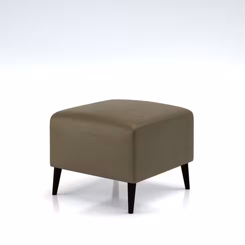 Pouf Karnak - textile enduit grainé - piétement bois