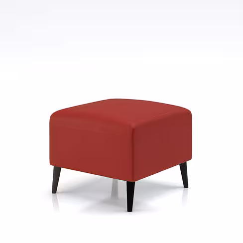 Pouf Karnak - cuir piétement bois