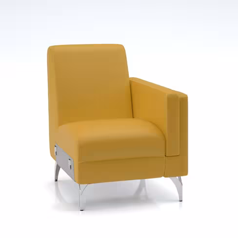 Fauteuil modulaire Karnak - cuir piétement chrome