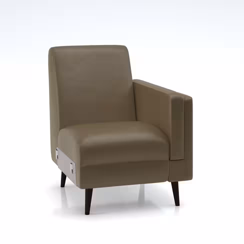 Fauteuil modulaire Karnak - textile enduit grainé - piétement bois