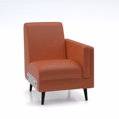 Fauteuil modulaire Karnak - cuir piétement bois