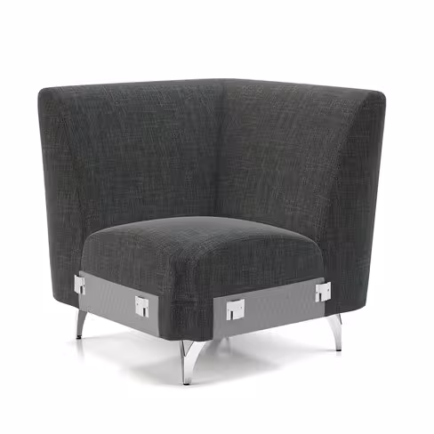 Fauteuil d'angle modulaire Karnak - tissu Barein piétement chrome